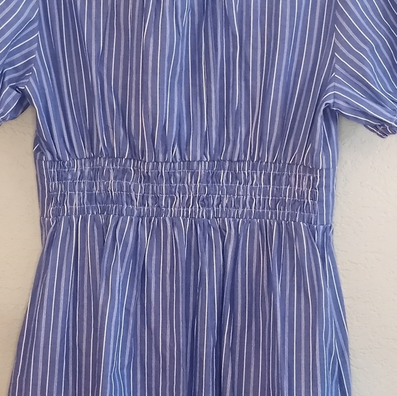 Stateside Cotton Made In USA Coastal Nautical Pinstripe Twist Top Button Up Maxi - Picture 8 of 9